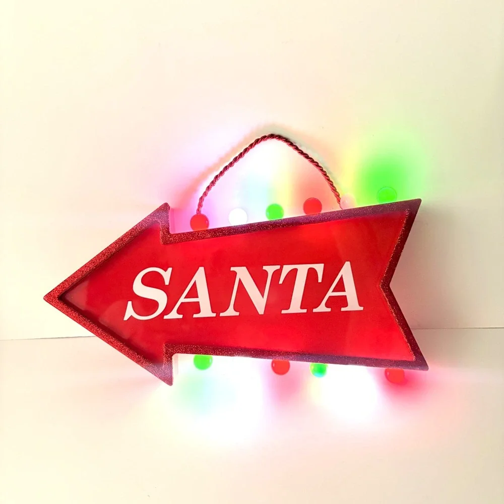 Target LED Marquee Arrow Santa Christmas Light Up Sign Red Glitter 2016 Decor